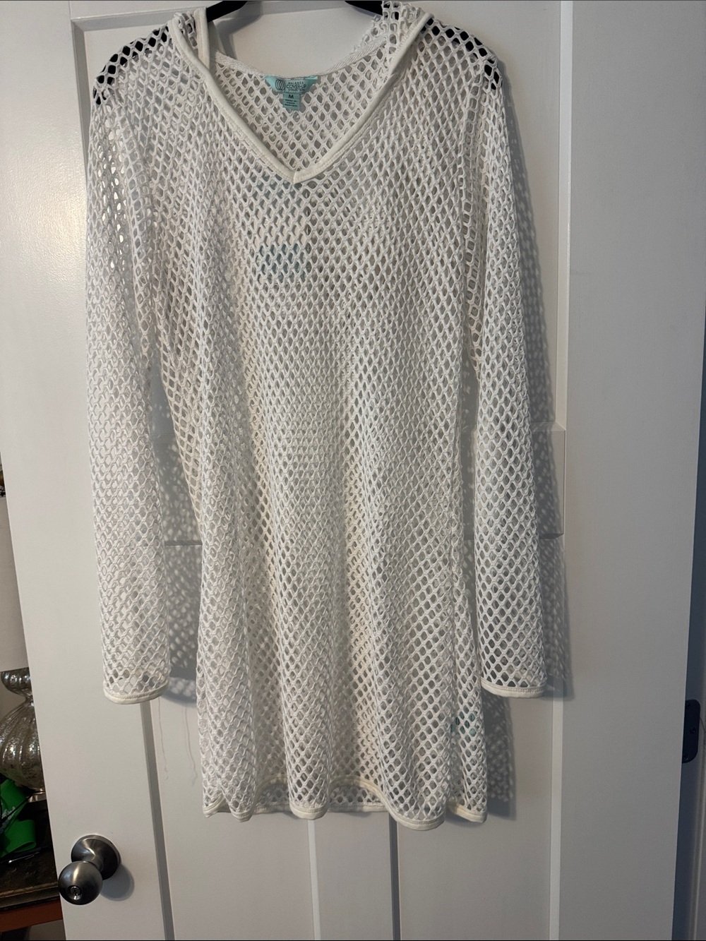 Balance Collection White Mesh Hooded Swim Coverup